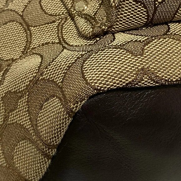 Auth COACH Signature 37742 Khaki Dark Brown Jacquard Leather - Backpack - Picture 9 of 9